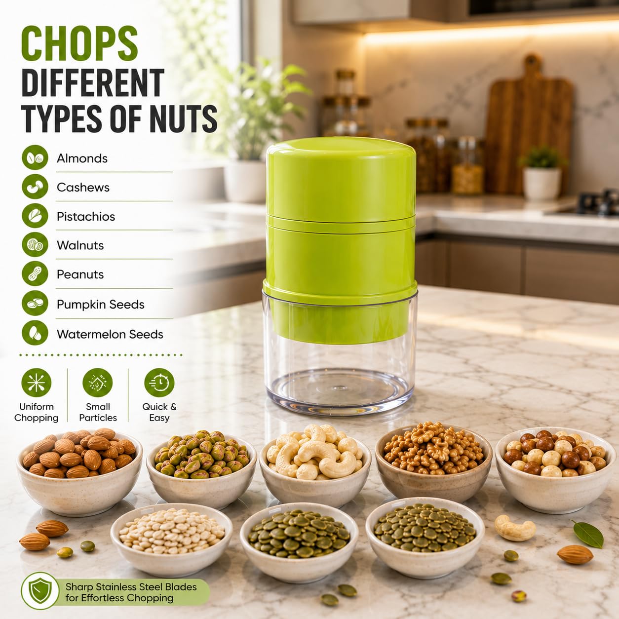 WAREKITTH Pro Dry Fruit and Nut Cutter Slicer, fine Cup Slicer Kitchen Gadget for Dry Fruit Chopper, Badam kaaju Walnut Pista Cutter Chopper Machine Hand Nuts Chopper for Kitchen Items for Gift Home Gadgets