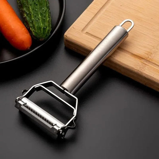 WAREKITTH 2-in-1 Peeler for Vegetables and Fruits | Stainless Steel Julienne Peeler for Salad | Multi-Use Slicer & Cutter for Kitchen | Chopper Tool for Carrots, Cucumbers