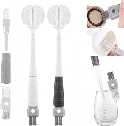 WAREKITTH 5 in 1 Bottle Cleaning Brush Set with Long Handle for Water Bottle, Baby Bottle, Flask & Glass Cleaning | Multifunctional Bottle Cap Cleaner Brush Set (Large, 1, Count)