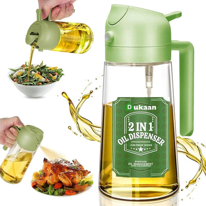 WAREKITTH Oil Spray Bottle for Cooking, Premium Glass 2 in 1 Oil Dispenser for Kitchen, Food Grade Oil Sprayer Containers with Nozzle, Oil Bottle for Air Fryer, Roasting and Frying 500 ML (Multicolour) | for Cooking