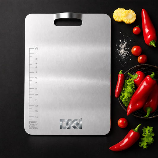 Premium 304 Stainless Steel Chopping Board for Kitchen with Built-in Handle & Curved Head – Heavy WAREKITTH Duty Non-Slip Chopping Board for Meat, Fruits & Vegetables | Hygienic, Durable & Knife-Safe