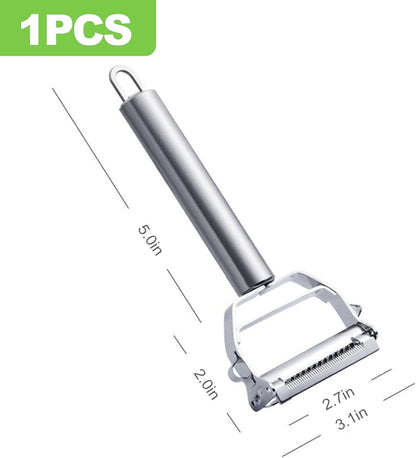 WAREKITTH 2-in-1 Peeler for Vegetables and Fruits | Stainless Steel Julienne Peeler for Salad | Multi-Use Slicer & Cutter for Kitchen | Chopper Tool for Carrots, Cucumbers