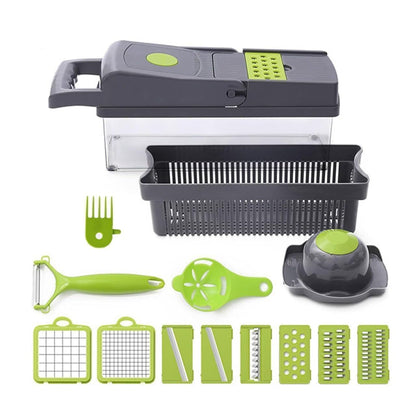 WAREKITTH 14 in 1 Vegetable Chopper with 1.6L Container | Multipurpose Vegetable Cutter, Onion Chopper, Mandoline Slicer, Dicer, Grater & Julienne Cutter | Kitchen Food Chopper for Potato & Salad Making
