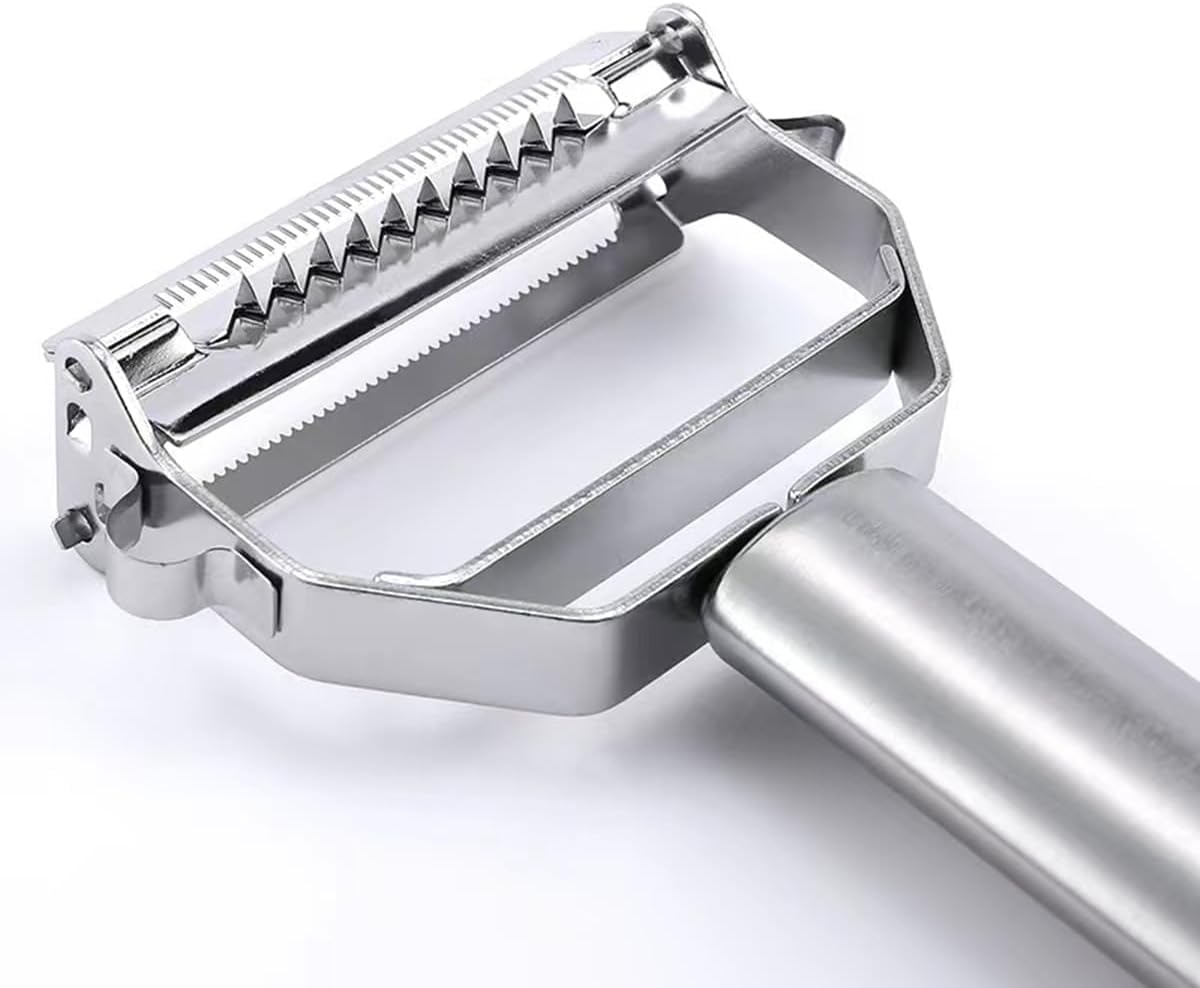WAREKITTH 2-in-1 Peeler for Vegetables and Fruits | Stainless Steel Julienne Peeler for Salad | Multi-Use Slicer & Cutter for Kitchen | Chopper Tool for Carrots, Cucumbers