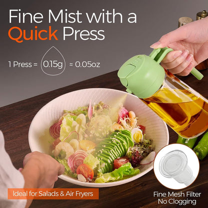 WAREKITTH Oil Spray Bottle for Cooking, Premium Glass 2 in 1 Oil Dispenser for Kitchen, Food Grade Oil Sprayer Containers with Nozzle, Oil Bottle for Air Fryer, Roasting and Frying 500 ML (Multicolour) | for Cooking