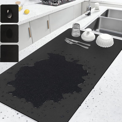 WAREKITTH Large Dish Drying Mat for Kitchen 40x60 cm – Super Water Absorbent Quick Dry Mat with Anti-Slip Rubber Backing | Non-Slip Countertop Drying Pad for Utensils, Dishes, Coffee Station & Multi-Purpose Use