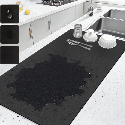WAREKITTH Large Dish Drying Mat for Kitchen 40x60 cm – Super Water Absorbent Quick Dry Mat with Anti-Slip Rubber Backing | Non-Slip Countertop Drying Pad for Utensils, Dishes, Coffee Station & Multi-Purpose Use