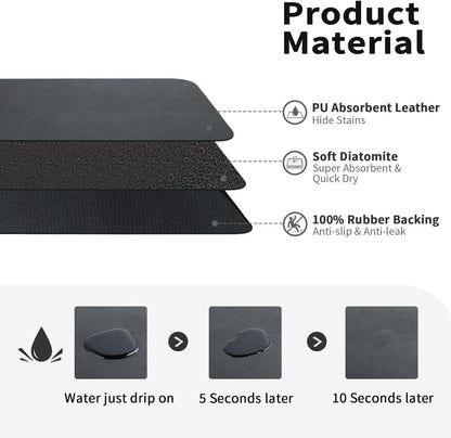 WAREKITTH Large Dish Drying Mat for Kitchen 40x60 cm – Super Water Absorbent Quick Dry Mat with Anti-Slip Rubber Backing | Non-Slip Countertop Drying Pad for Utensils, Dishes, Coffee Station & Multi-Purpose Use