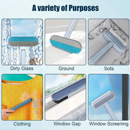 WAREKITTH Multifunctional Screen Brush 4 in 1 with Extended Handle for Window and Mesh Cleaning, Double Sided Mosquito Net Cleaner Grey