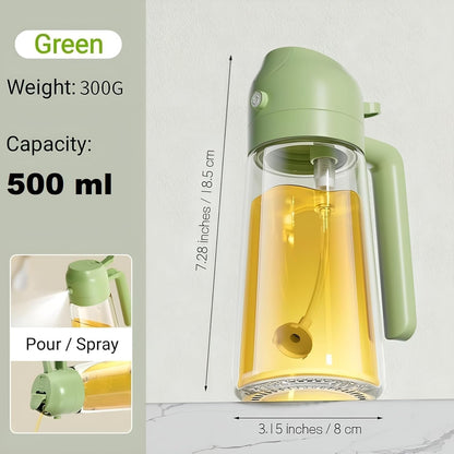 WAREKITTH Oil Spray Bottle for Cooking, Premium Glass 2 in 1 Oil Dispenser for Kitchen, Food Grade Oil Sprayer Containers with Nozzle, Oil Bottle for Air Fryer, Roasting and Frying 500 ML (Multicolour) | for Cooking