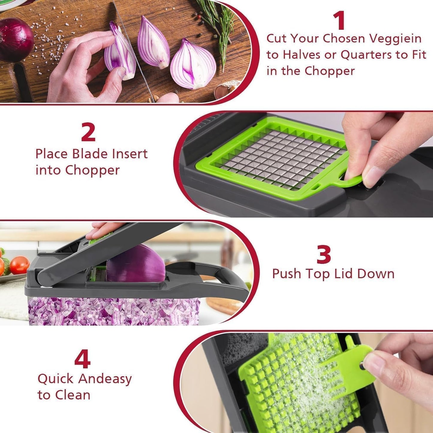 WAREKITTH 14 in 1 Vegetable Chopper with 1.6L Container | Multipurpose Vegetable Cutter, Onion Chopper, Mandoline Slicer, Dicer, Grater & Julienne Cutter | Kitchen Food Chopper for Potato & Salad Making
