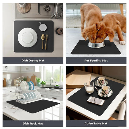 WAREKITTH Large Dish Drying Mat for Kitchen 40x60 cm – Super Water Absorbent Quick Dry Mat with Anti-Slip Rubber Backing | Non-Slip Countertop Drying Pad for Utensils, Dishes, Coffee Station & Multi-Purpose Use