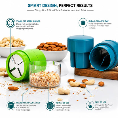 WAREKITTH Pro Dry Fruit and Nut Cutter Slicer, fine Cup Slicer Kitchen Gadget for Dry Fruit Chopper, Badam kaaju Walnut Pista Cutter Chopper Machine Hand Nuts Chopper for Kitchen Items for Gift Home Gadgets