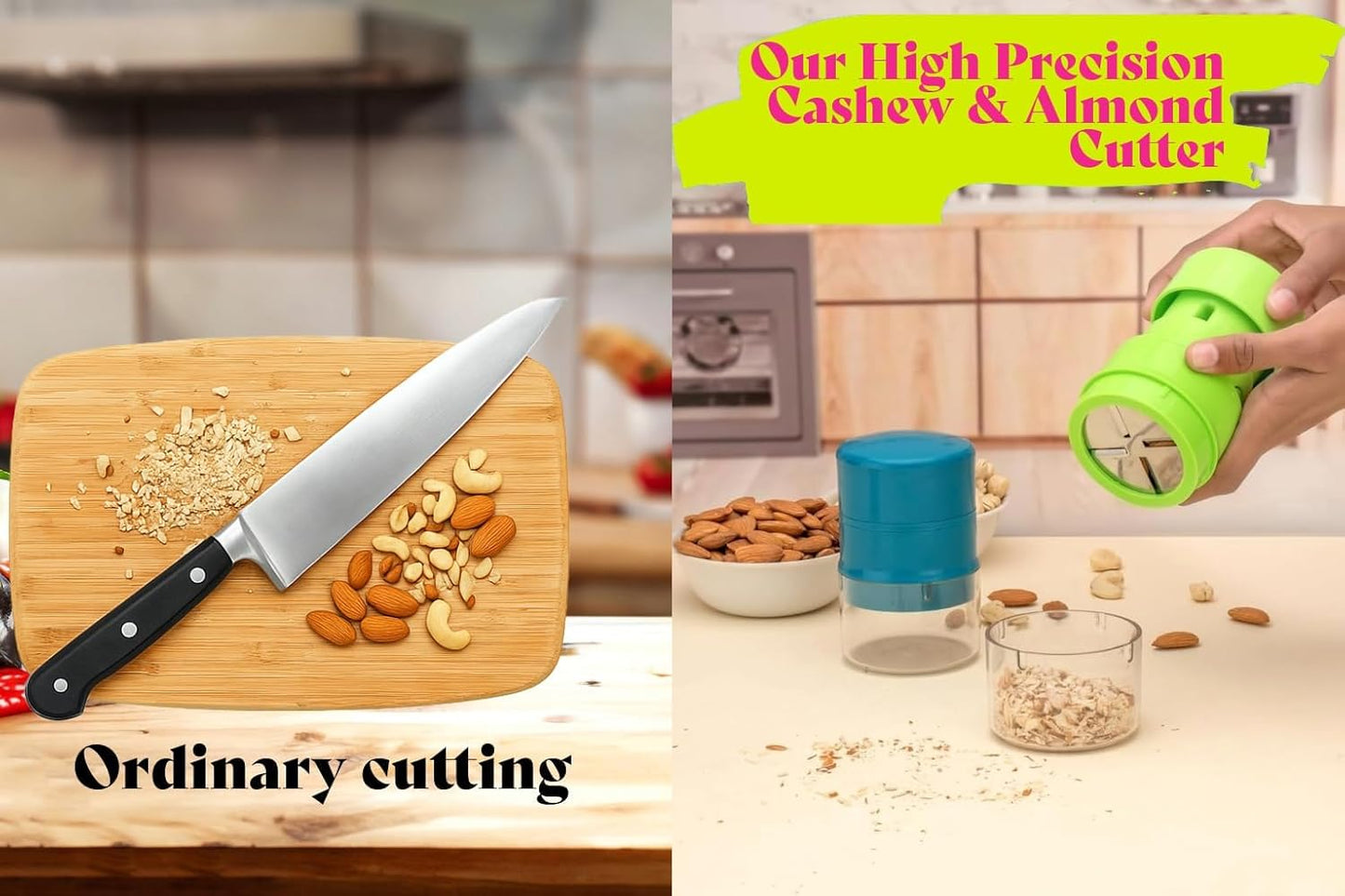 WAREKITTH Pro Dry Fruit and Nut Cutter Slicer, fine Cup Slicer Kitchen Gadget for Dry Fruit Chopper, Badam kaaju Walnut Pista Cutter Chopper Machine Hand Nuts Chopper for Kitchen Items for Gift Home Gadgets