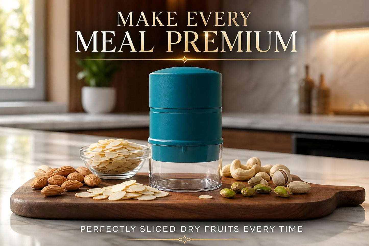 WAREKITTH Pro Dry Fruit and Nut Cutter Slicer, fine Cup Slicer Kitchen Gadget for Dry Fruit Chopper, Badam kaaju Walnut Pista Cutter Chopper Machine Hand Nuts Chopper for Kitchen Items for Gift Home Gadgets