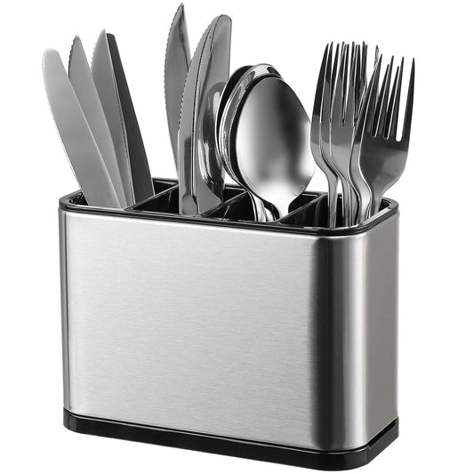 WAREKITTH Large Stainless Steel Spoon Stand for Kitchen Steel Cutlery Stand Spoon Organizer for Kitchen