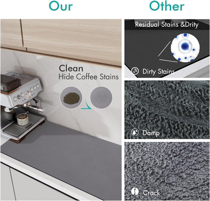 WAREKITTH Large Dish Drying Mat for Kitchen 40x60 cm – Super Water Absorbent Quick Dry Mat with Anti-Slip Rubber Backing | Non-Slip Countertop Drying Pad for Utensils, Dishes, Coffee Station & Multi-Purpose Use