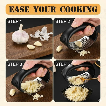 WAREKITTH Stainless Steel Garlic Press | Garlic Crusher Rocker | Easy Garlic Mincer | Heavy Duty Garlic Presser Tool