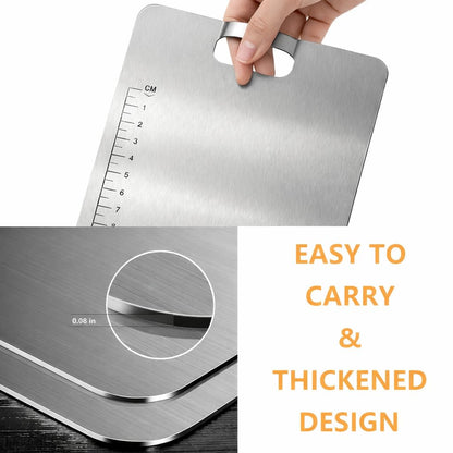 Premium 304 Stainless Steel Chopping Board for Kitchen with Built-in Handle & Curved Head – Heavy WAREKITTH Duty Non-Slip Chopping Board for Meat, Fruits & Vegetables | Hygienic, Durable & Knife-Safe