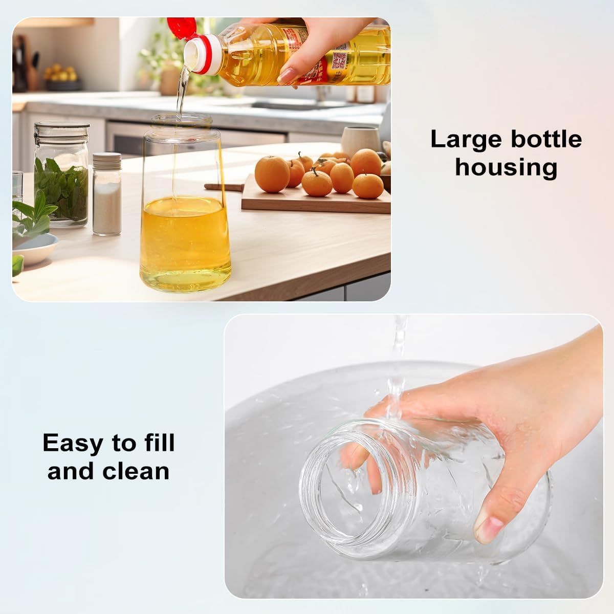 WAREKITTH Oil Spray Bottle for Cooking, Premium Glass 2 in 1 Oil Dispenser for Kitchen, Food Grade Oil Sprayer Containers with Nozzle, Oil Bottle for Air Fryer, Roasting and Frying 500 ML (Multicolour) | for Cooking