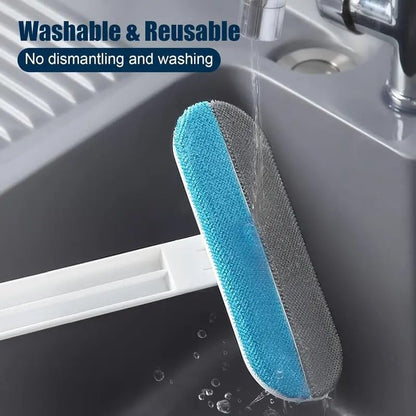 WAREKITTH Multifunctional Screen Brush 4 in 1 with Extended Handle for Window and Mesh Cleaning, Double Sided Mosquito Net Cleaner Grey