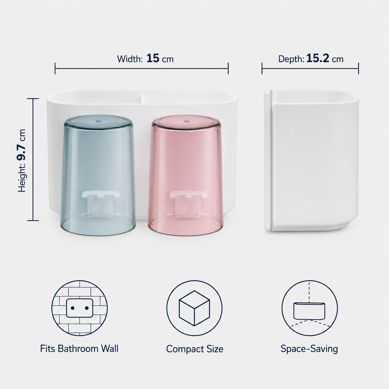 WAREKITTH Wall Mounted Toothbrush Holder for Family | No Drill Adhesive Bathroom Organizer | Waterproof Toothbrush Holder for Bathroom Wall | Multi-Compartment Bathroom Storage Rack