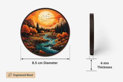 WAREKITTH Premium Floral Printed Wooden Coasters Set of 6 with Holder